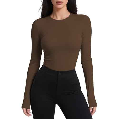 Womens Thermal Shirt Crewneck Long Sleeve T-Shirt Slim Fit Undershirt Warmth Baselayer Top Stretchy