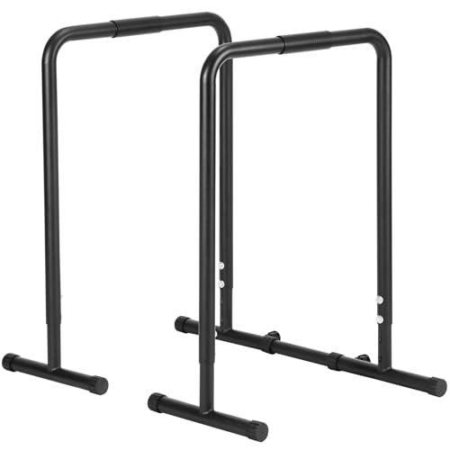 VEVOR Dip Bar, 31 to 35 Inch Height Adjustable, 440LBS Load Capacity, Heave Duty Parallette Push Up Stand, Fitness Workout Dipping Bar Station Stabilizer, Parallel Bars for Strength Training Home Gym
