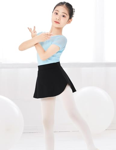 Girls Kids Pull-On Ballet Skirt - Elastic Short Mini Dance Skirt, 3-5T, Black