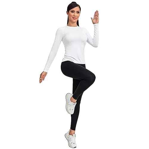 TELALEO 4 Pack Women's Compression Shirt Long Sleeve Performance Workout Baselayer Athletic Top Sports Gear