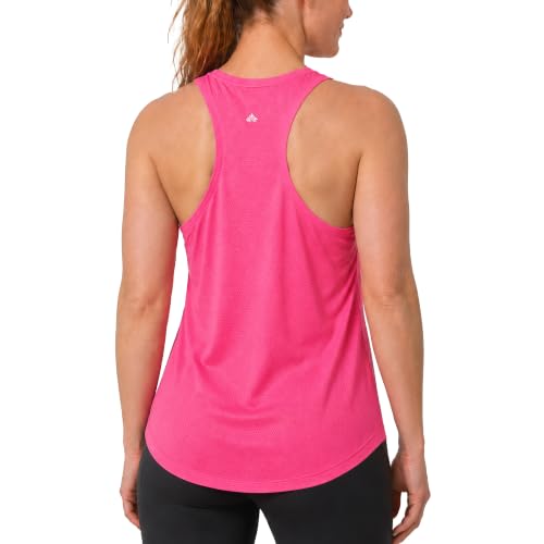 Loose Fit Women's Athletic Tank Top - Moisture Wicking Workout Shirt, Large Hot Pink