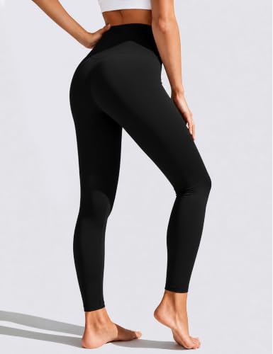 Bluemaple High Waisted Tummy Control Leggings for Women No Pocket Large-X-Large Black