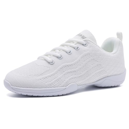 White Cheer Shoes for Girls & Women - Breathable Soft Cheerleading Sneakers - Little Kid 3 - HWJHMX