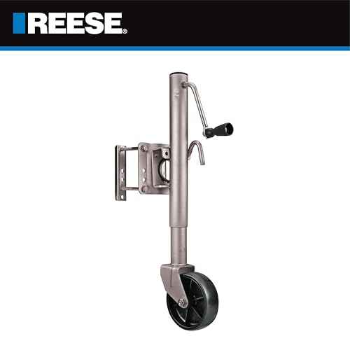 Reese Towpower 74410 Round Trailer Jack, Side Mount, 1,000 lbs. Lift Capacity, Sidewind, Bolt-On, 10 Inch Travel, 6-Inch Wheel