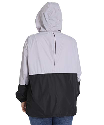 Women's Plus Size Lightweight Hooded Rain Jacket Black XX-Large