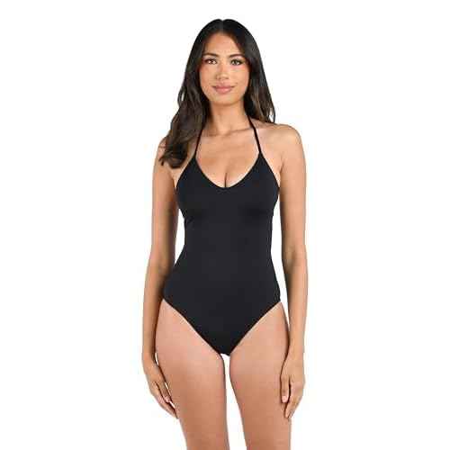 La Blanca Women's One Piece Swimsuit Scoop Front Tummy Control Island Goddess Bathing Suit