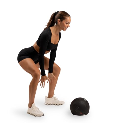 Sunny Health & Fitness Ultra-Durable Slam Ball, Sand Filled No-Bounce Core, Non-Slip Grip ? Available in 10?50 lbs