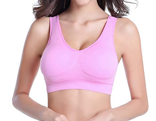 Women's Low-Impact Workout Sports Bras 6 Pack - Black White Beige Blue Pink Light Purple XX-Large