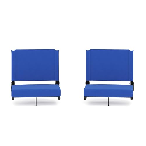 Flash Furniture Grandstand Portable Stadium Seats for Bleachers or Benches, Folding Padded Stadium Chairs with Handle, Pack of 2, 500 lb. Weight Capacity, Blue