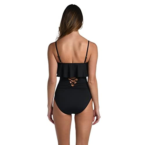 La Blanca Women's One Piece Swimsuit Ruffle Bandeau Island Goddess Bathing Suit