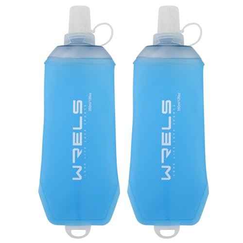 200ml/350ml/500ml Collapsible Soft Flask,BPA Free Folding Soft Water Bottle with Hanging Ring,Lightweight TPU Hydration Flask for Running Marathon Cycling Hiking(350ml-2 Packs)