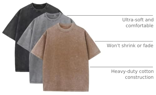 Men's Oversized Heavy Cotton Summer T-Shirts Set - Large Black Gray Coffee