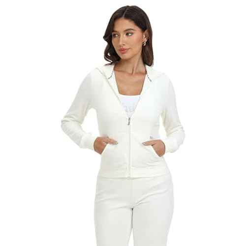 Juicy Couture Women's Heritage Rib Trim Kangaroo Pocket Track Jack