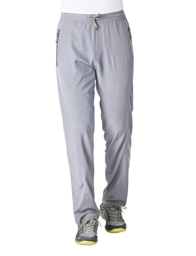 Men's Lightweight Quick Dry Hiking & Workout Sweat Pants - Large, Light Grey