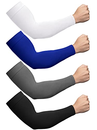 Cooling Sun Sleeves for Arms - 4 Pairs, Black, White, Gray, Royal Blue