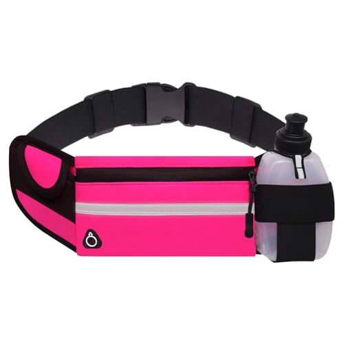 Pink Water Bottle Running Belt with Water Bottle Holder for Women Girls Kids Plus Size Fitness