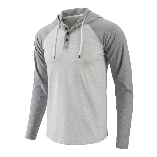 Men's Lightweight Oatmeal Heather Gray Hoodie Sweatshirt - Large Casual Athletic