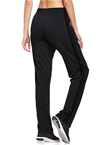 Baleaf Women's Athletic Jogging Sweatpants with Zipper Pockets - Large Black