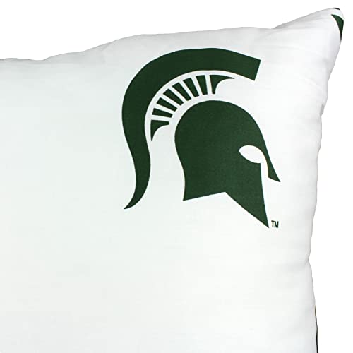 Michigan State Spartans 16-Inch Decorative Pillow - White, Officially Licensed, Double Sided