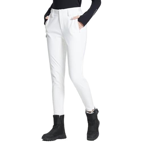 baleaf Women's Fleece Lined Snow Ski Pants Waterproof Windproof Softshell Insulated Slim Thermal Pants Zipper Bottom Leg