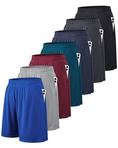Men's Athletic Shorts with Pockets - Quick Dry Workout Shorts - Medium / Black, Navy, Grey, Red