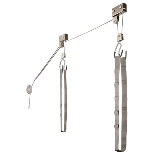 Kayak Storage Hoist System with Overhead Pulley for Garage or Shed