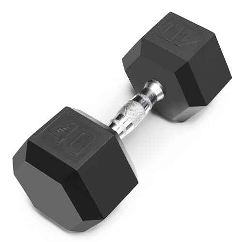 Marcy Classic Rubber Hex Dumbbell with Knurled Grip for Strength Training and Bodybuilding, 5lb - 50lb Single Dumbbell for Exercise & Fitness, Sold Individually