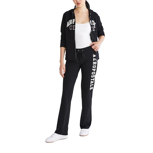 AEROPOSTALE Women's Aero Logo Fit and Flare Sweatpants - Small Dark Black