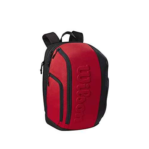 WILSON Clash V2 Super Tour Tennis Backpack - Red/Black, Holds up to 2 Rackets