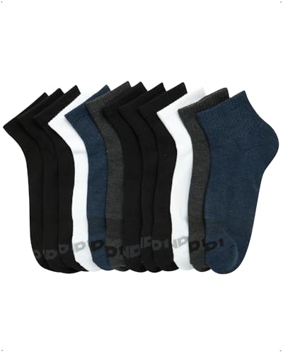AND1 Men's Quarter Athletic Socks 12 Pack - Assorted, Cushioned, Breathable Mesh