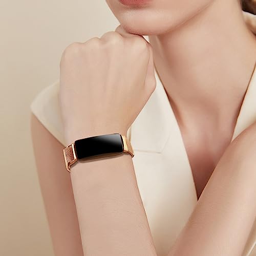 Rose Gold Metal Fitbit Inspire 2 Wristband Mesh Replacement Strap