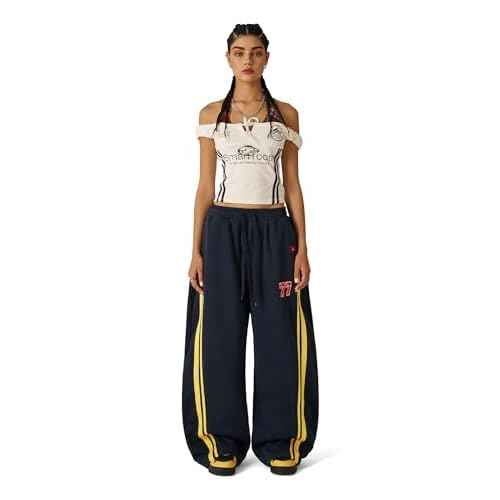 Aelfric Eden Barrel Sweatpants for Mens Side Striped Drawstring Elastic Waisted Wide Leg Lounge Pants with Pockets