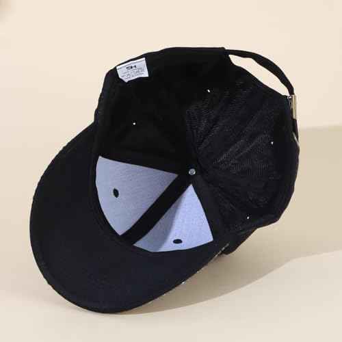 Shiny Rhinestone Brim Baseball Cap for Women Girls Bling Hats Sparkle Ponycap Trucker Hat Summer Outdoors Sun Cap