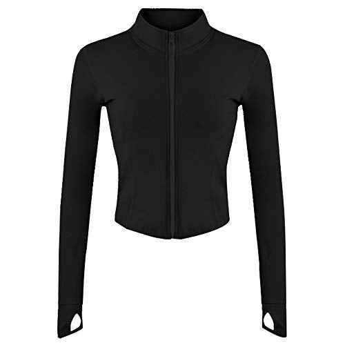 Gihuo Women's Athletic Full Zip Lightweight Workout Jacket with Thumb Holes