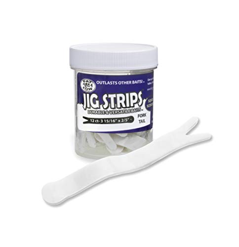 Fat Cow Jig Strips Fork Tail 3 15/16 Inches - Ghost White - 12 Count - Stronger Than Soft Baits