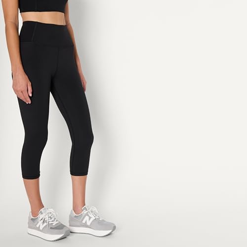Women's High Waist Capri Leggings without Pockets - X-Large Black