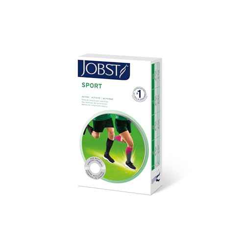 JOBST Sport Knee High 20-30 mmHg Compression Socks, Black/Cool Black, Large
