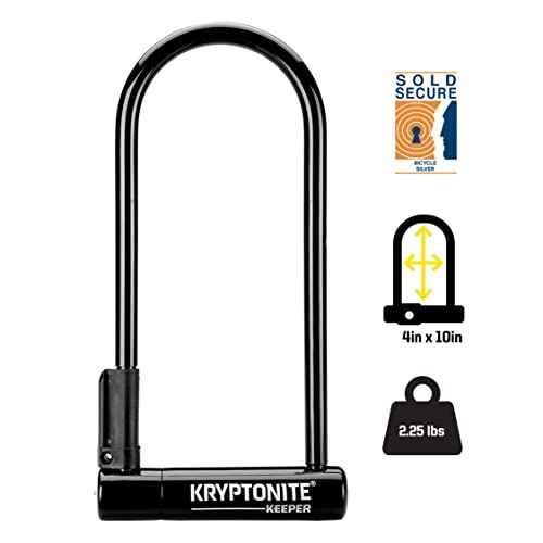 Kryptonite Keeper Bike U-Lock, Anti-Theft Security Bicycle U Lock, 12mm Steel Shackle with Mounting Bracket and Keys, High Security Lock for Bicycles Scooters,Black