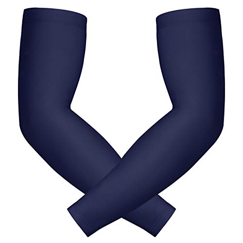 Navy Blue Compression Arm Sleeves for Adults Sun Protection Sports - Small