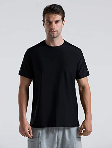 Men's Cooling Ice Silk Running Shirt UPF 50+ Workout T-Shirt Black XXL