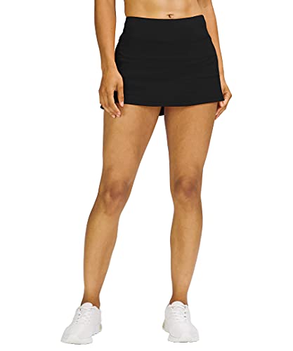 X-Small Women's Pleated Tennis Skirt with Pockets Activewear Sports Skort Built-in Shorts - Black