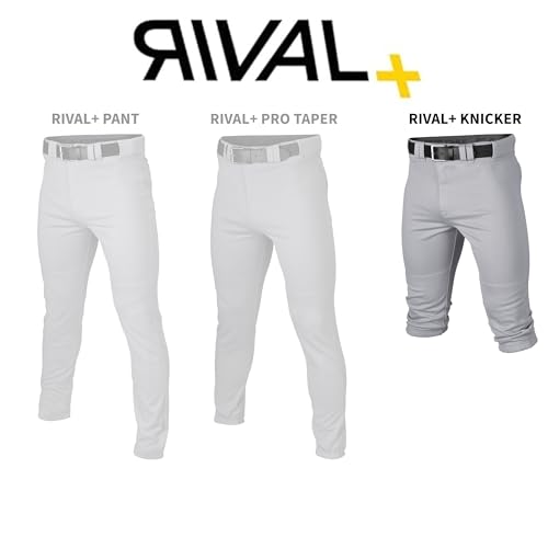 Youth Baseball Pants with Piping - Medium White/Navy, Rival+ Knicker Fit