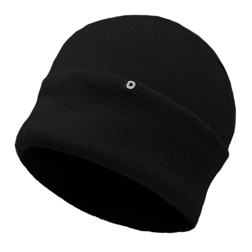 12-Inch Knit Beanie Hat for Cold Weather - One Size Black