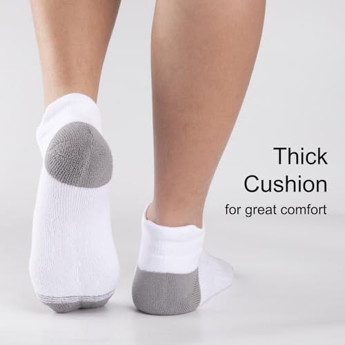 Men's Ankle Cotton Socks 8 Pairs - Breathable Cushioned Athletic Running Socks, Medium-Large, White