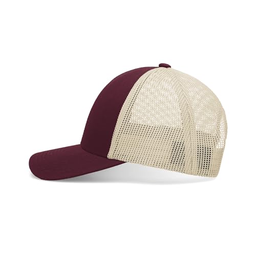 Unisex Low-Profile Trucker Cap - Maroon Beige Maroon Variation