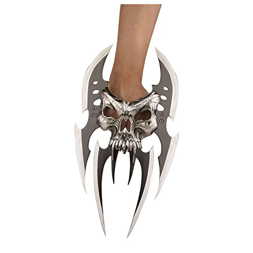Fantasy Claw Display Knife with Skull and Wooden Stand - 13 Inch Stainless Steel Collectible