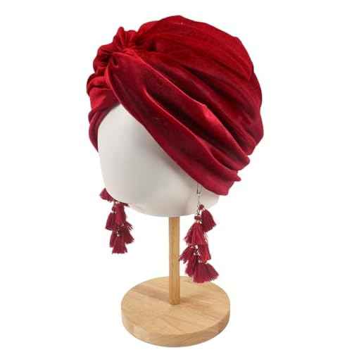Women Turban,Cozy Polyester Velvet Turban Hats,Indian Turbans Hats Head Wraps Beanie,African Cap for Women