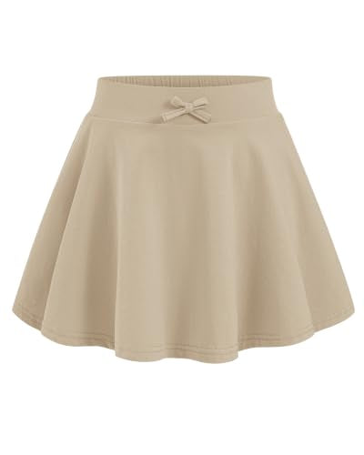Kids Girls Skirts Casual Skorts Athletic Uniform Skirt with Pockets - Khaki 7-8 Years