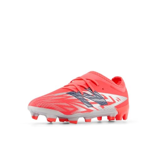 New Balance Unisex-Child Furon Team Jnr FG V8 Shoe - Energy Red/Navy/Light Cyclone 2.5 Little Kid