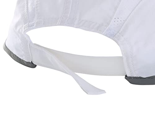 White Foldable Mesh Sports Cap with Reflective Stripe Breathable Sun Runner Hat